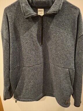 PINK Victoria's Secret Heathered Blue Quarter-Zip Pullover